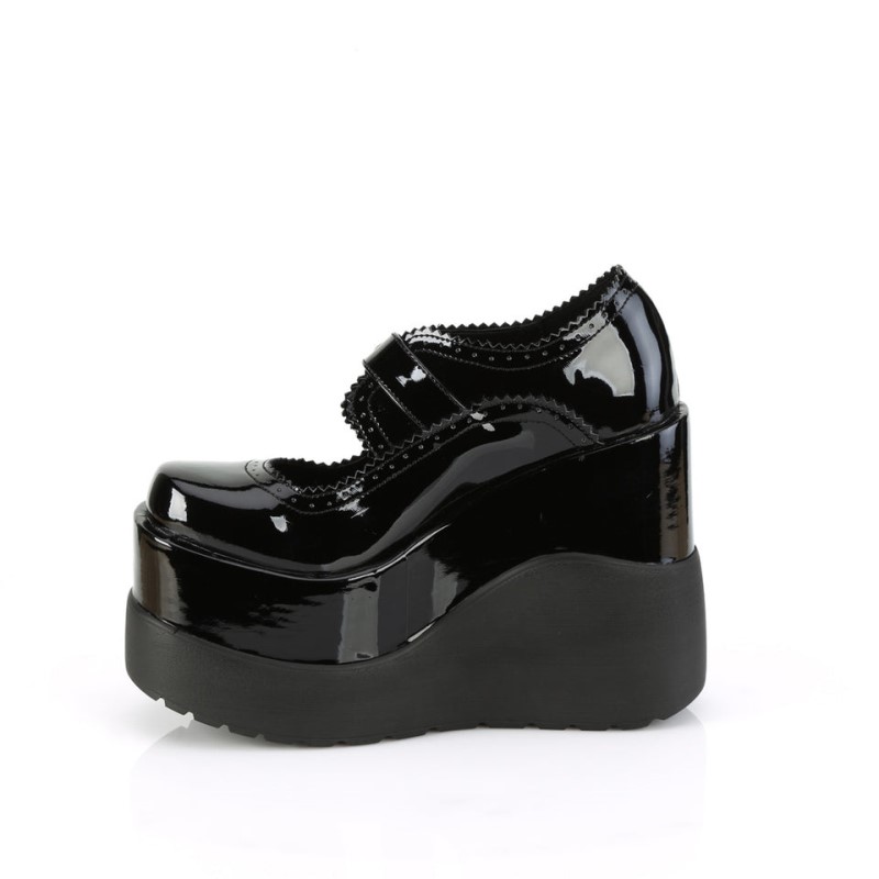 Demonia Void 38 Wedge Platform Naisten Mary Janes Mustat Suomi | PP8-12961Q1