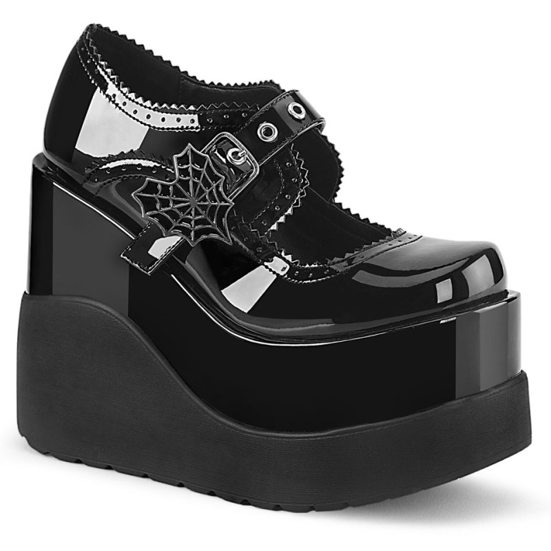 Demonia Void 38 Wedge Platform Naisten Mary Janes Mustat Suomi | PP8-12961Q1