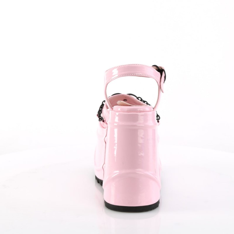 Demonia Wave 09 Wedge Platform Heart Buckle Ankle Strap Naisten Sandaalit Pinkki Suomi | HD4-80998A3