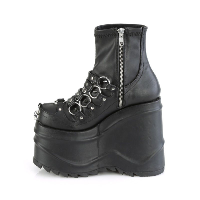 Demonia Wave 110 Wedge Platform Stretch Naisten Nilkkurit Mustat Suomi | XF3-62056N5