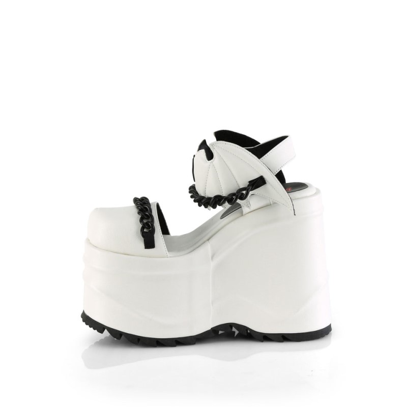 Demonia Wave 20 Wedge Platform Close Toe Ankle Strap Naisten Sandaalit Valkoinen Suomi | DJ3-47594V5