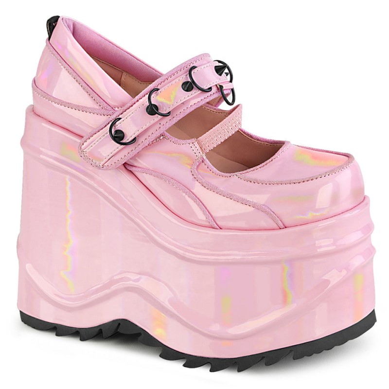 Demonia Wave 48 Wedge Platform Mary Jane Naisten Korkokengät Pinkki Suomi | VB6-18801Z5