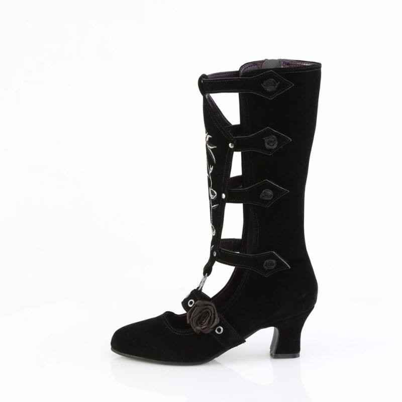 Demonia Whimsy 118 Heel Mid-Calf Boot Naisten Korkeat Saappaat Mustat Suomi | DY4-04800N1