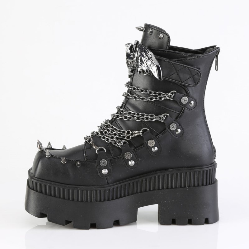 Demonia Wrath 55 Chunky Heel Square-Toe Platform Naisten Nilkkurit Mustat Suomi | BH6-28672X5